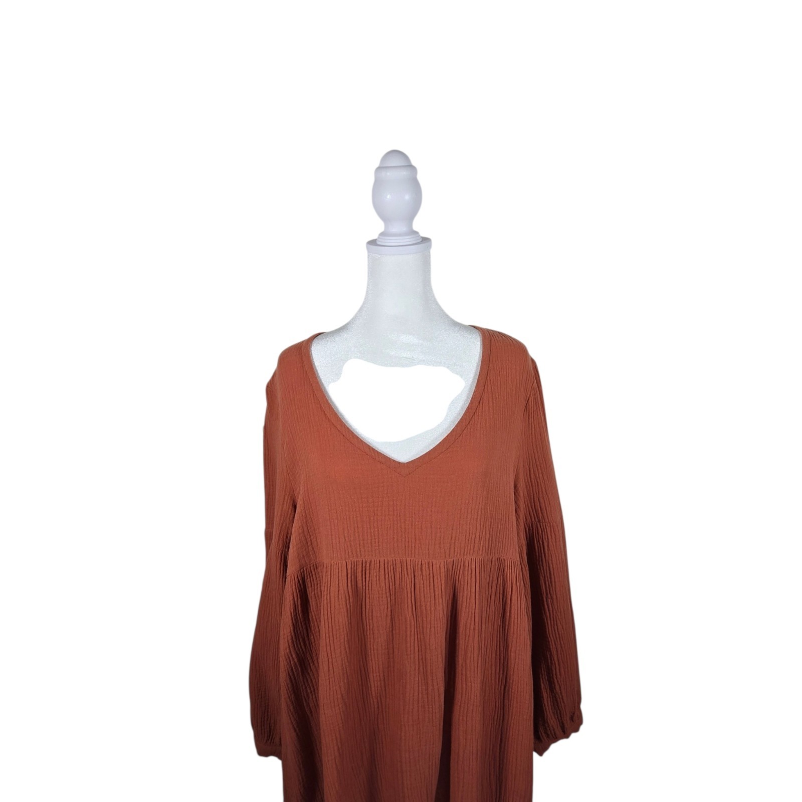 7 For All Mankind Gauze Cotton Tiered Midi Dress Women’s Medium Rust Terracotta