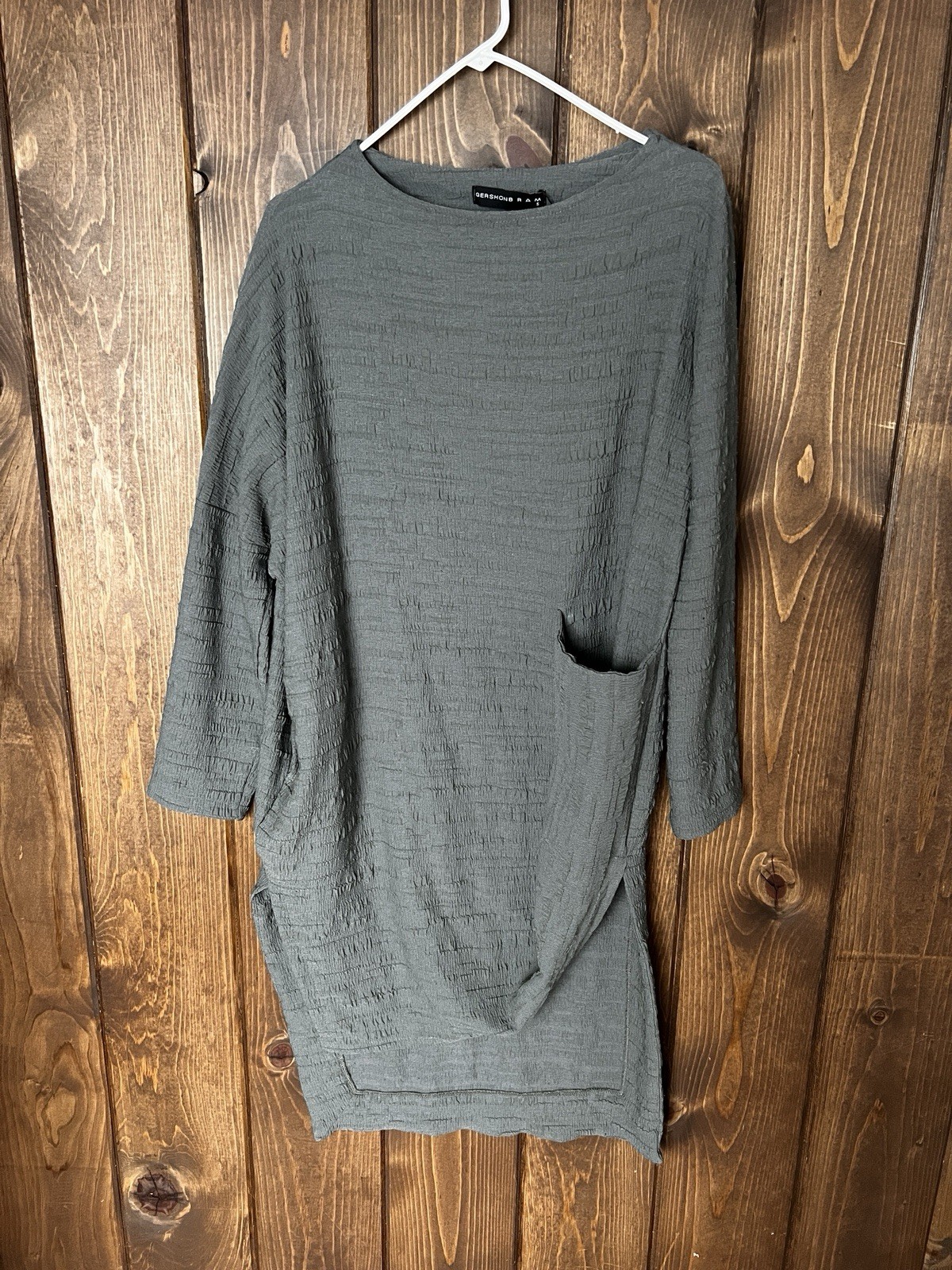 Gershon Bram Rare Dress Lagenlook asymmetrical Green S Textured NEW Tags
