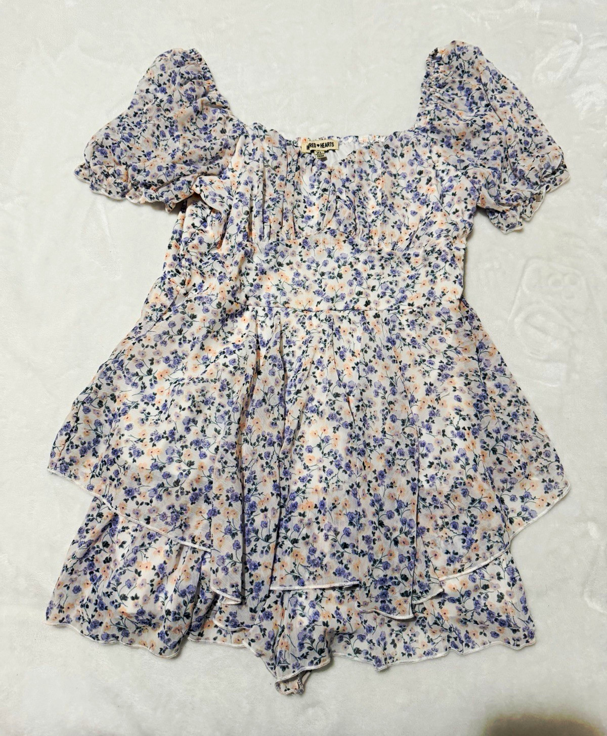Inspired Hearts Women’s Floral Dress XL Puff Sleeve Cottagecore Boho