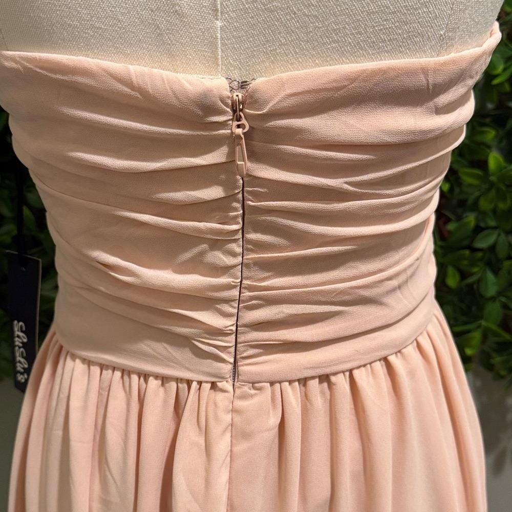 NWT- Moonlight Serenade Peach Strapless Dress w/ Slit