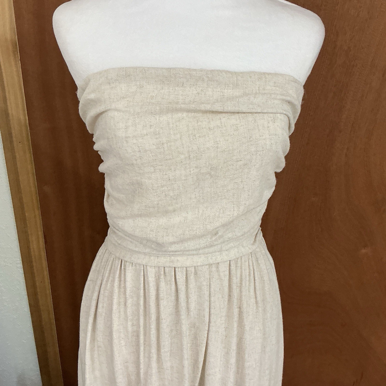 Linen Blend Midi Strapless Dress Pockets Sz S NWT Windsor Capsule Minimalist