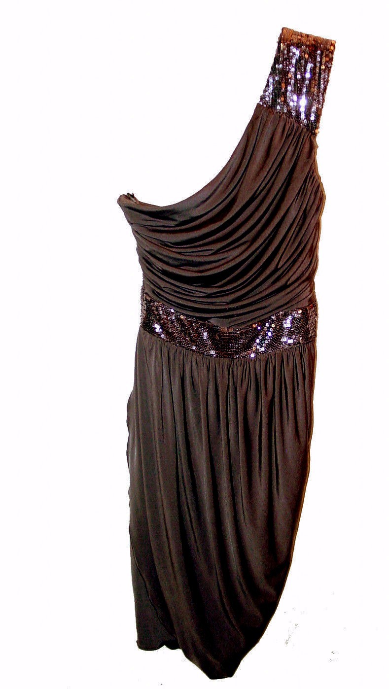 New Dress, B. Darlin, Purple Asymmetrical 1-Shoulder Sequins heavy-Shirred 1/2