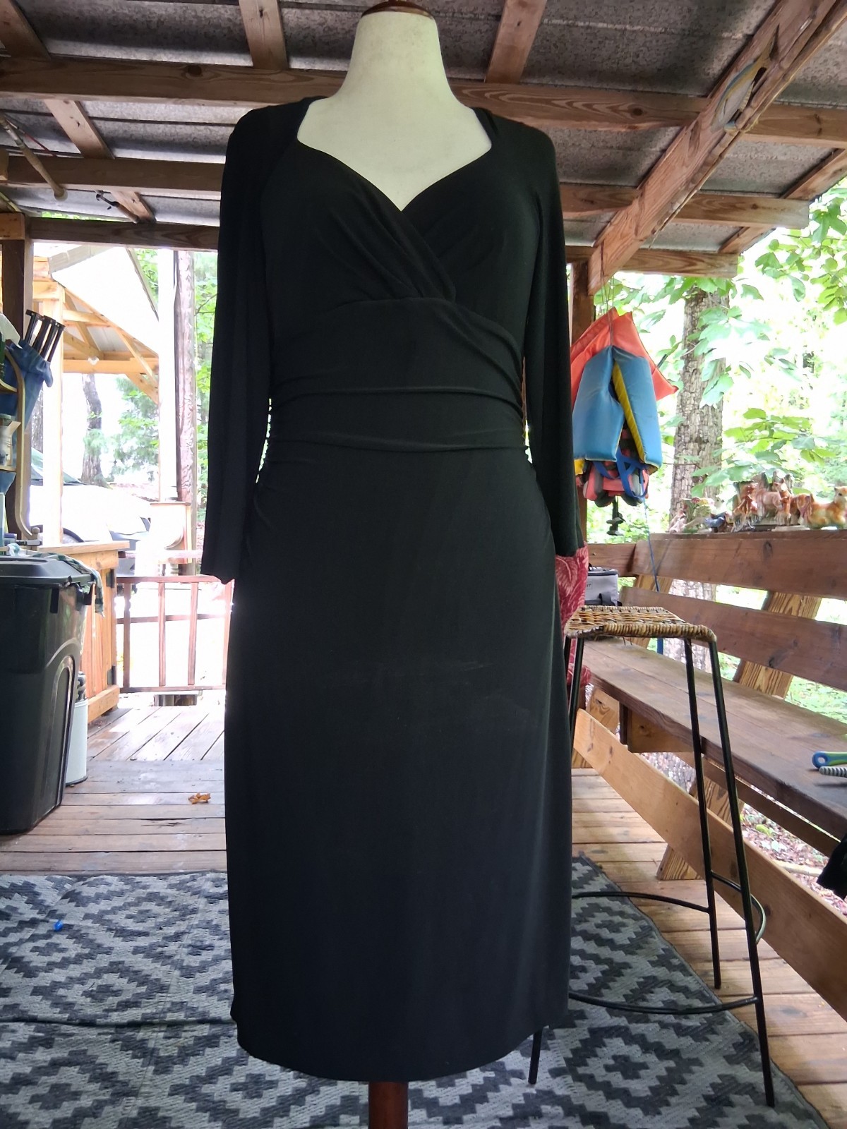 Vtg Black Runch Dress Anne Klein sexy sz 8 Vavoom