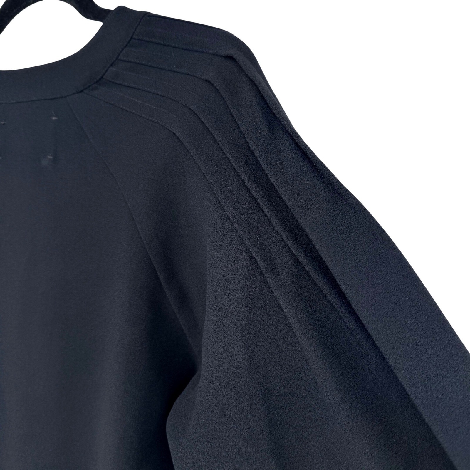 Brochu Walker Black Shift Dress Sz M Pleated Sleeves Quiet Luxury Minimalist