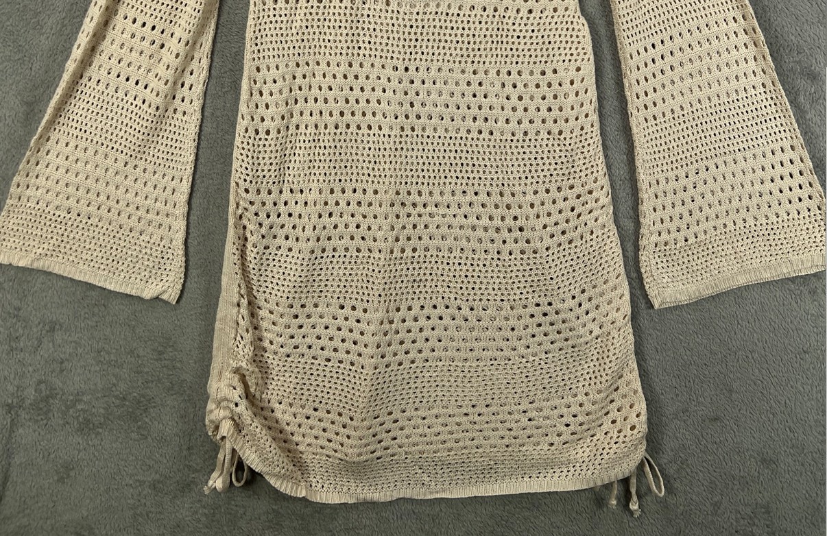 NWT Blooming Jelly Womens Size XL Beige Boho Crochet Dress Swim Cover Up Dress