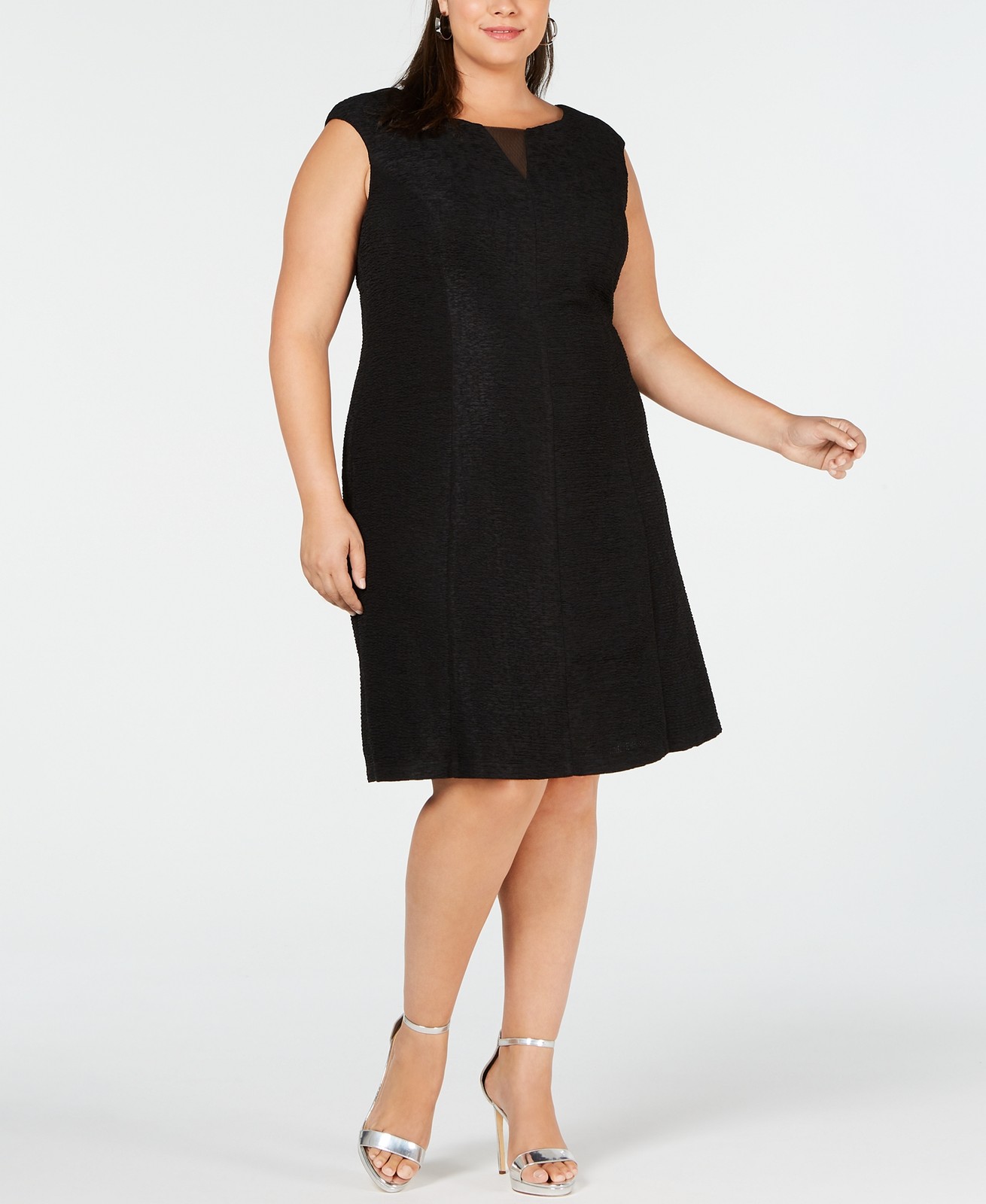 Connected Apparel Womens Plus Size Textured A Line Dress Size 20W