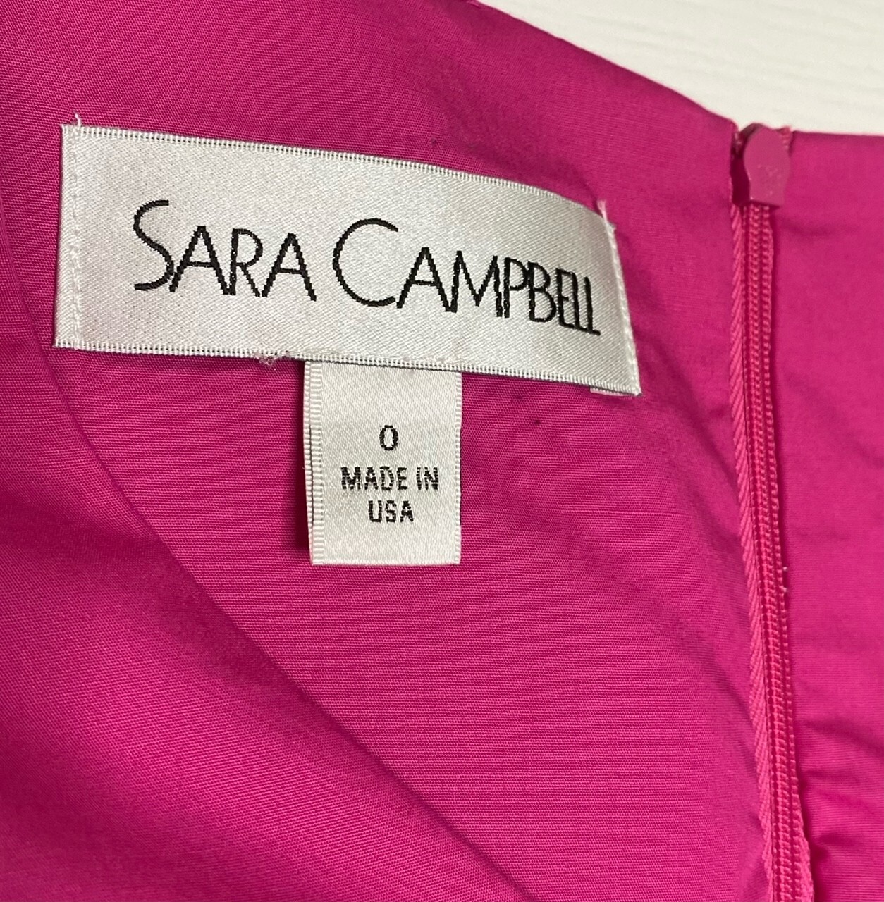 SARA CAMPBELL Fuchsia Pink Barbie Ruched Pleated Bow Cocktail Mini Dress 0 = XS