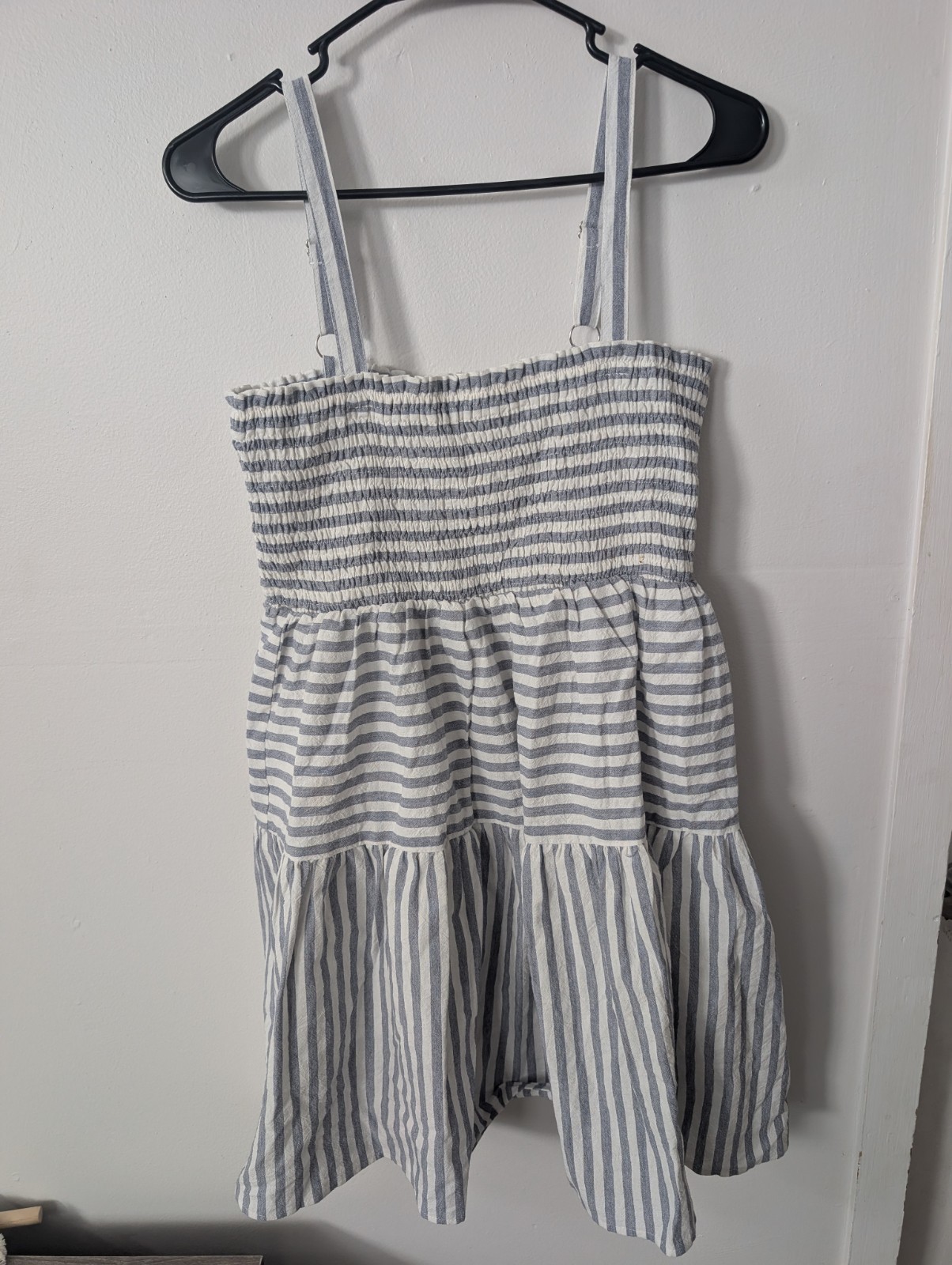 Lumiere Urban Outfitters Dress Striped Mini Smocked Sleeveless Linen Blend NEW