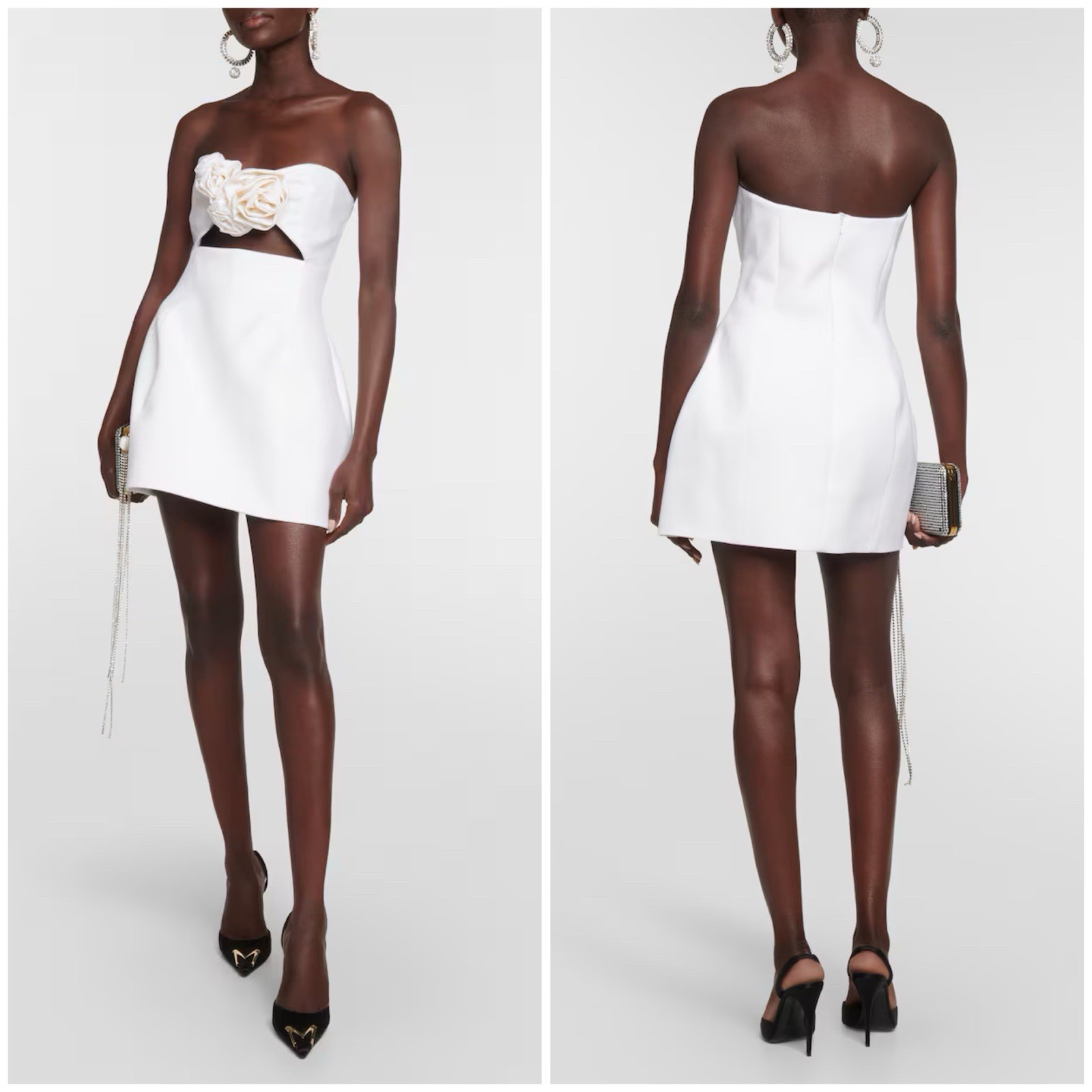 Magda Butrym Floral Appliqué Wool Bustier Bridal Mini Dress Cream Size 34 (US 2)