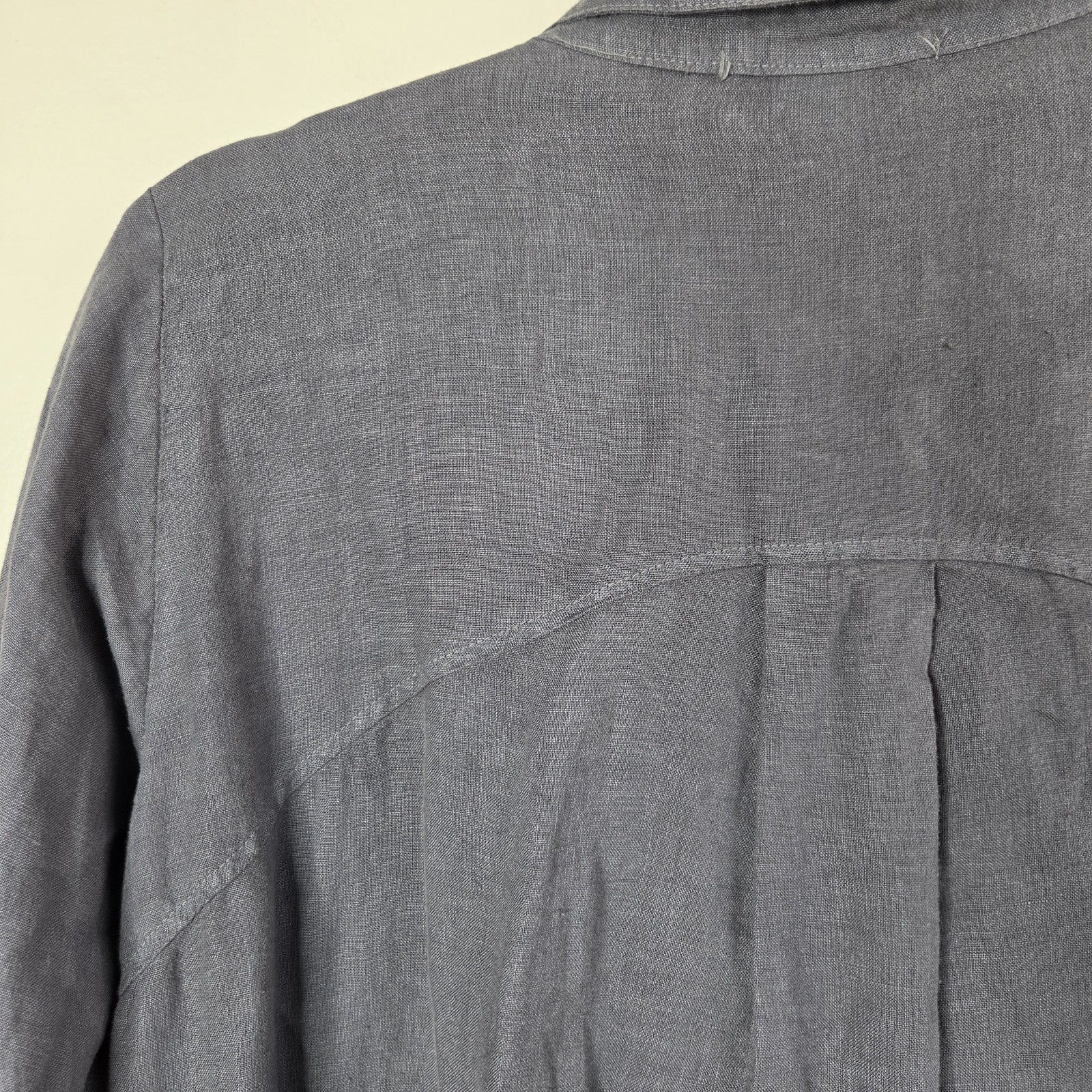 Becasa S Jour Linen Gray Two Pockets Shirt Dress