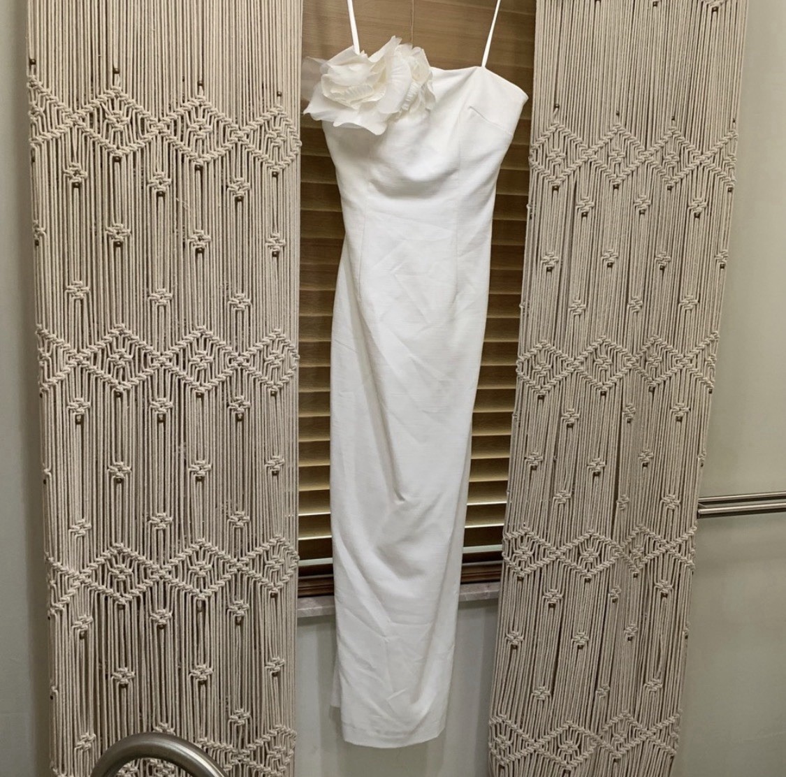 Muse by Marchesa Elowen Linen Celestial Hues Floral Accent Ivory Strapless Midi