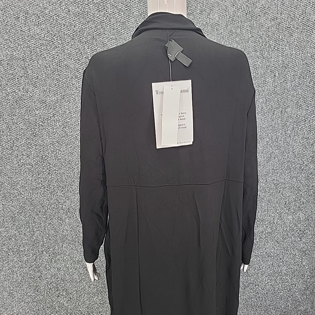 Women with Control Trendy Tummy Control Mock Neck Midi Dress X-Large Size Black