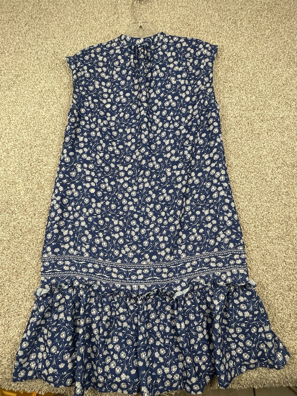 Johnston & Murphy Cap-Sleeve Floral Navy Blue Tier Dress Size XS NWT MSRP $160