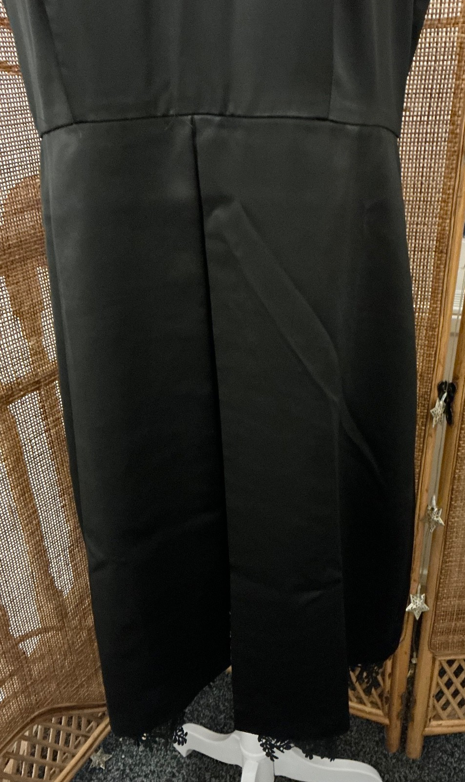 Precis Black Satin Sleeveless Pencil Cocktail Dress Size 14 Fully Lined Formal