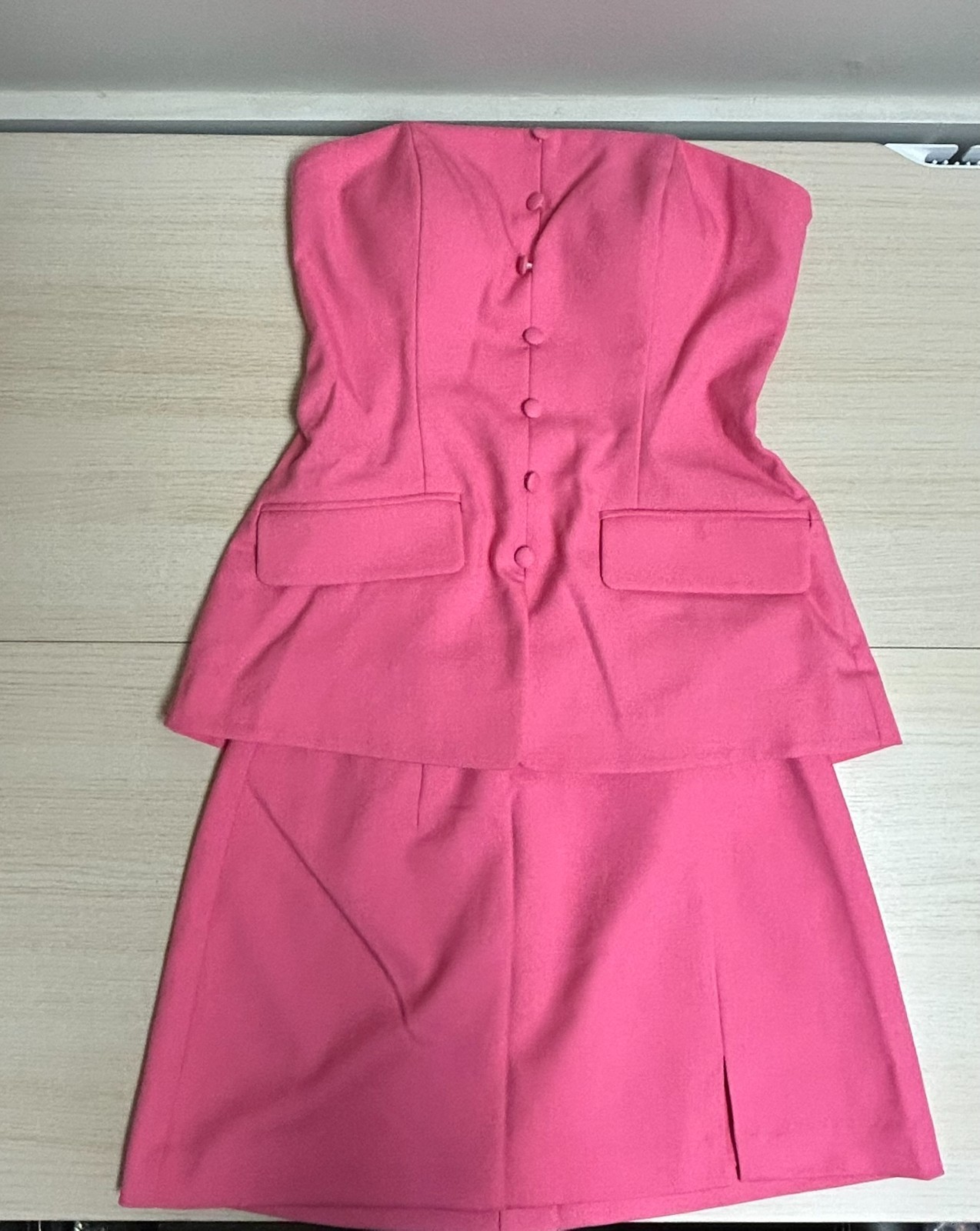 Marcelline Morgana Strapless Top & Mini Skirt, Bubble Gum Pink, Size: XS