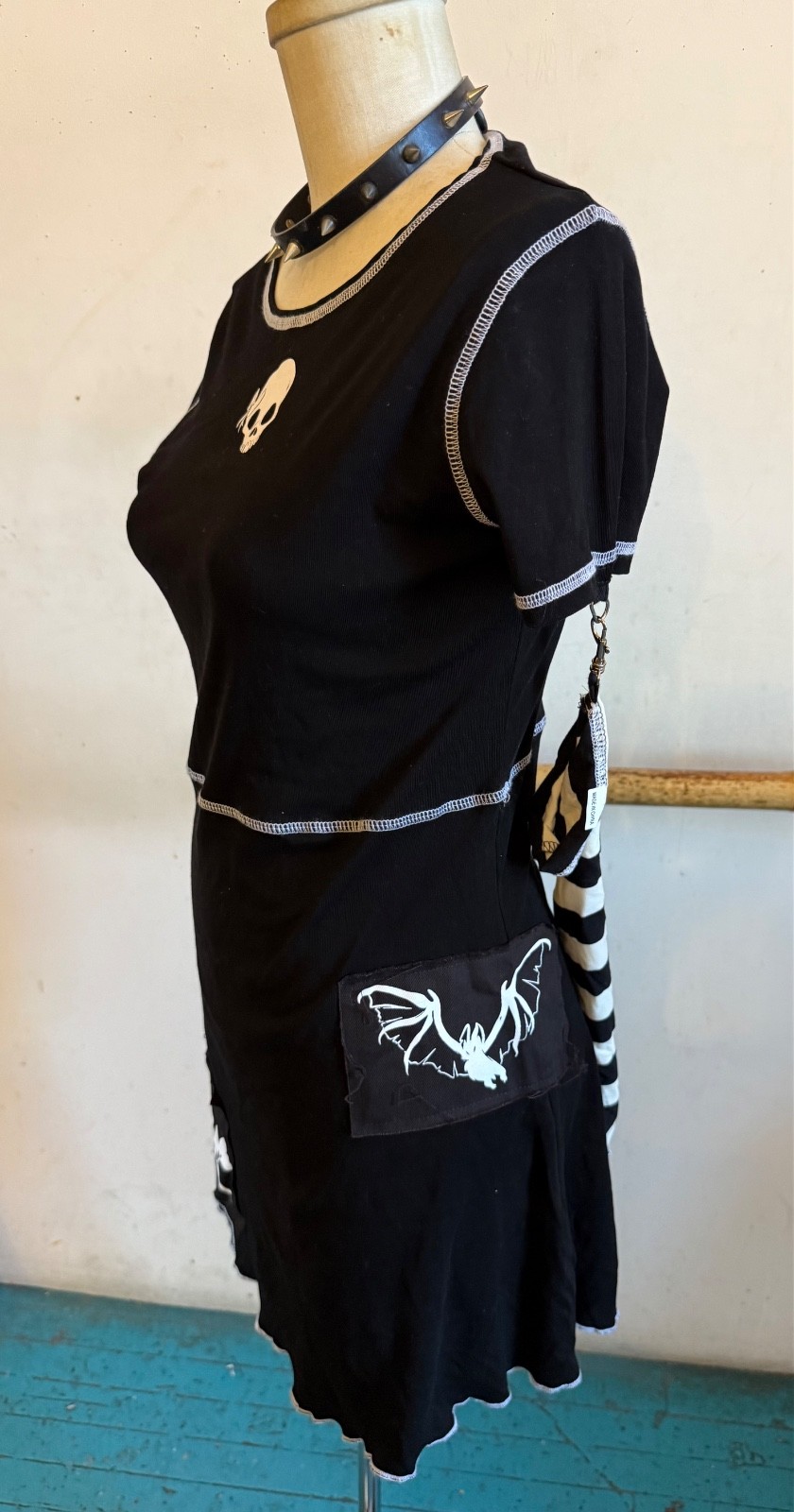 Dolls Kill The Grave Girls Patched Mall Goth Black Slightly Sinful Emo Dress Lge