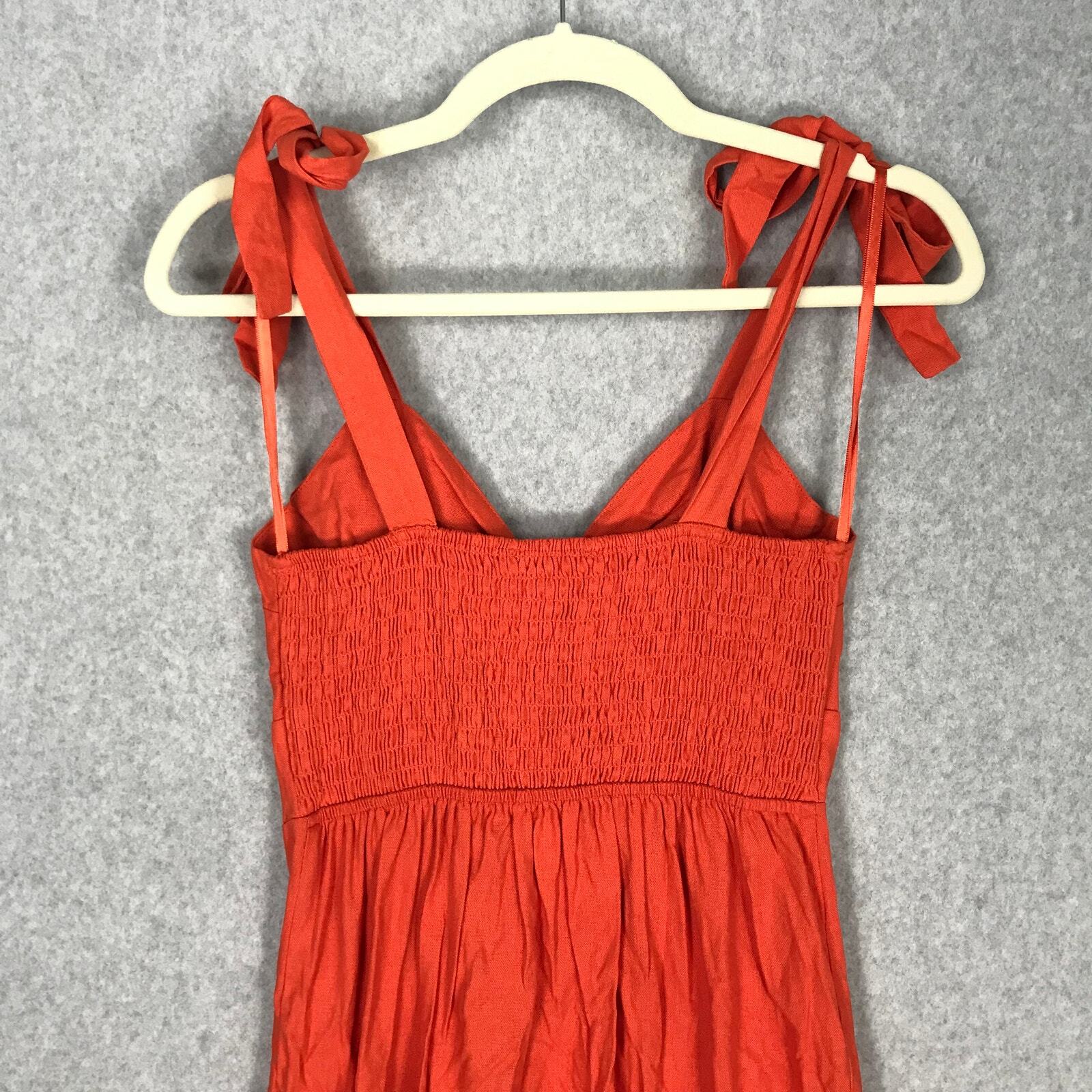Monteau Dress Womens Small Orange Strap Tie Bow Western Preppy Festival Rodeo