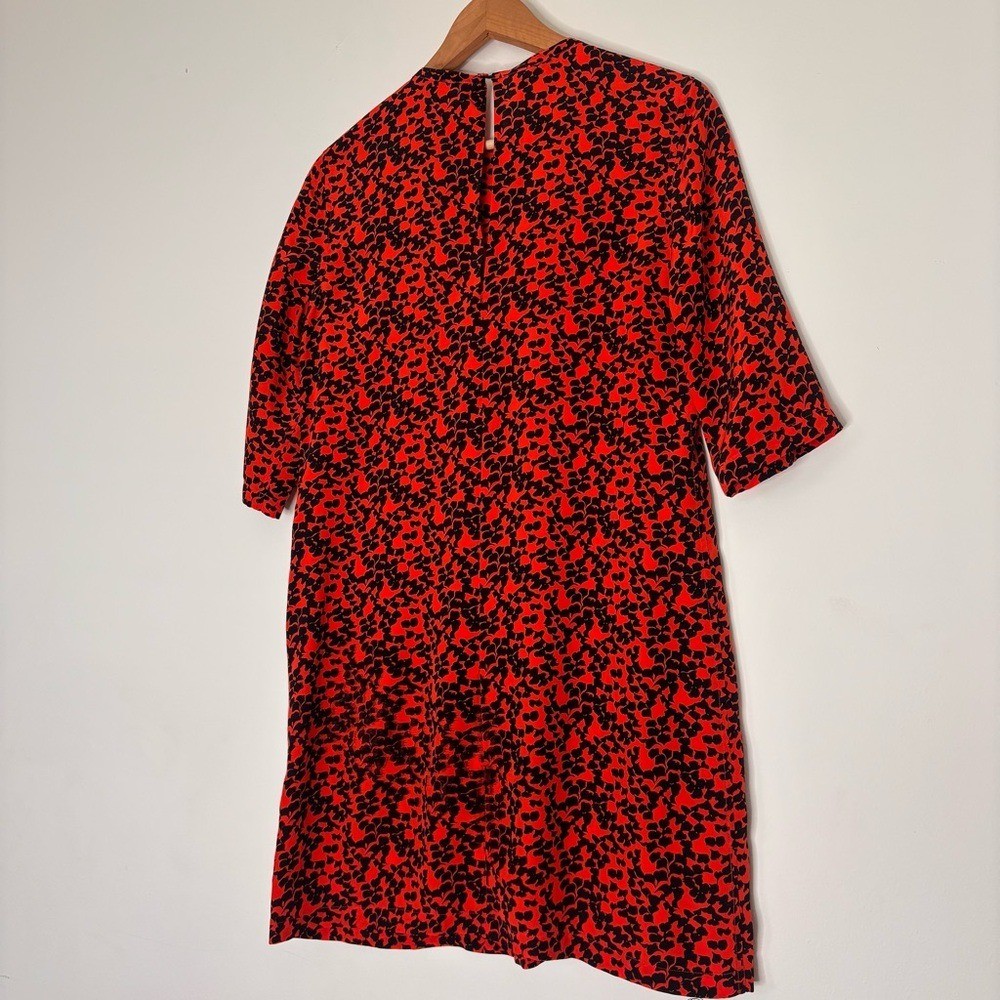 Equipment 100% Silk Orange Black Pattern Front Pockets Mini Dress Workwear XS