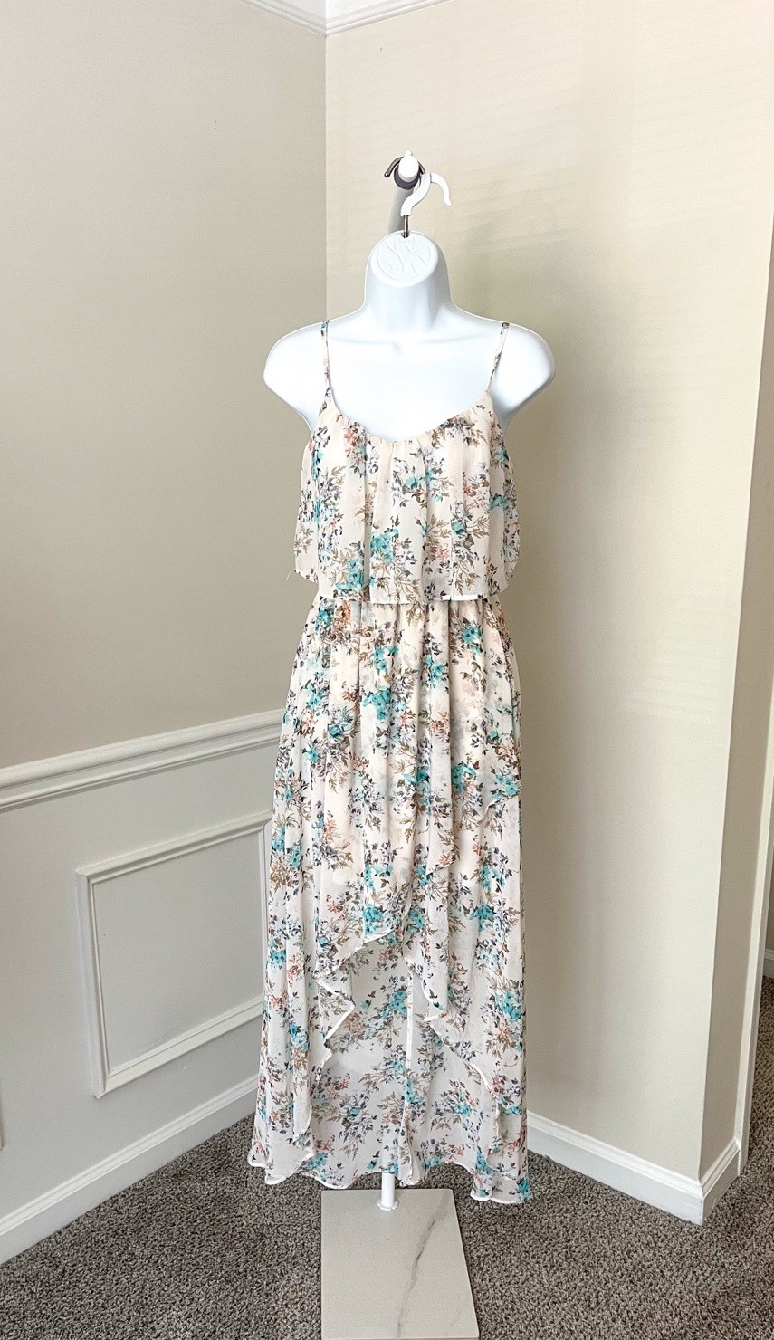 DISNEY Cinderella Collection Floral Hi Low Cottage Core Maxi Dress Women’s Small