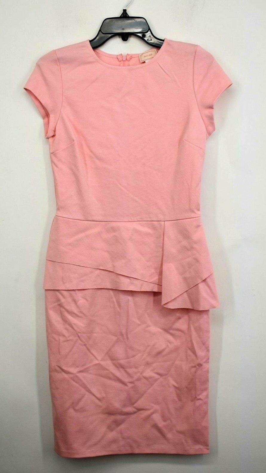 Love Ady Womens Ruffle Cap Sleeve Sheath Dress Crew Neck Back Hidden Zip L $118