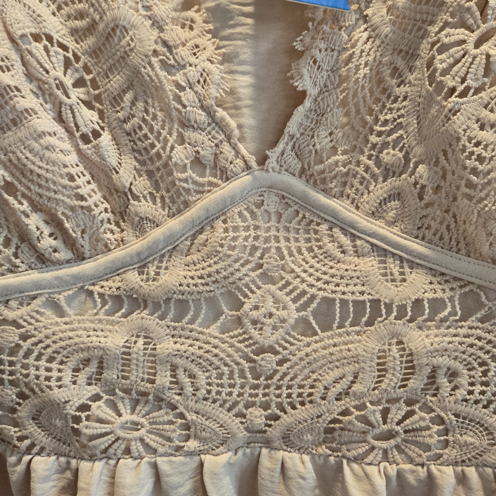 Cupshe Medium Cream Ivory Neutral Maxi Long-Sleeve Crochet Dress Bridal Boho