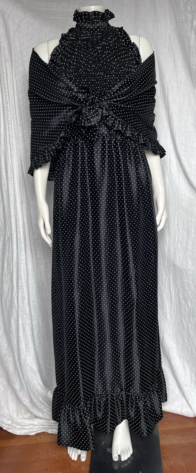 Vintage 70’s Halter Dress & Shawl Set Long Ruffled Smocked Whimsigoth Glamour XS