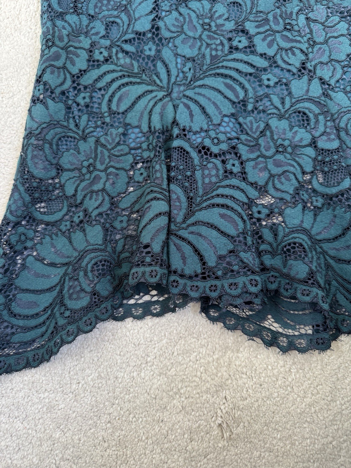 COAST FOREST GREEN LACE SHORT SLEEVE OCCASION DRESS SIZE 16, LINED, WEDDING VGC