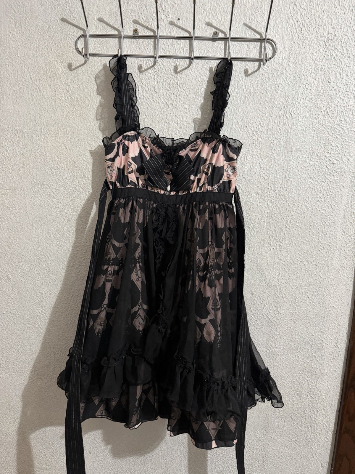 RARE H.Naoto FRILL Dress Size S Black/Pink Gothic Lolita