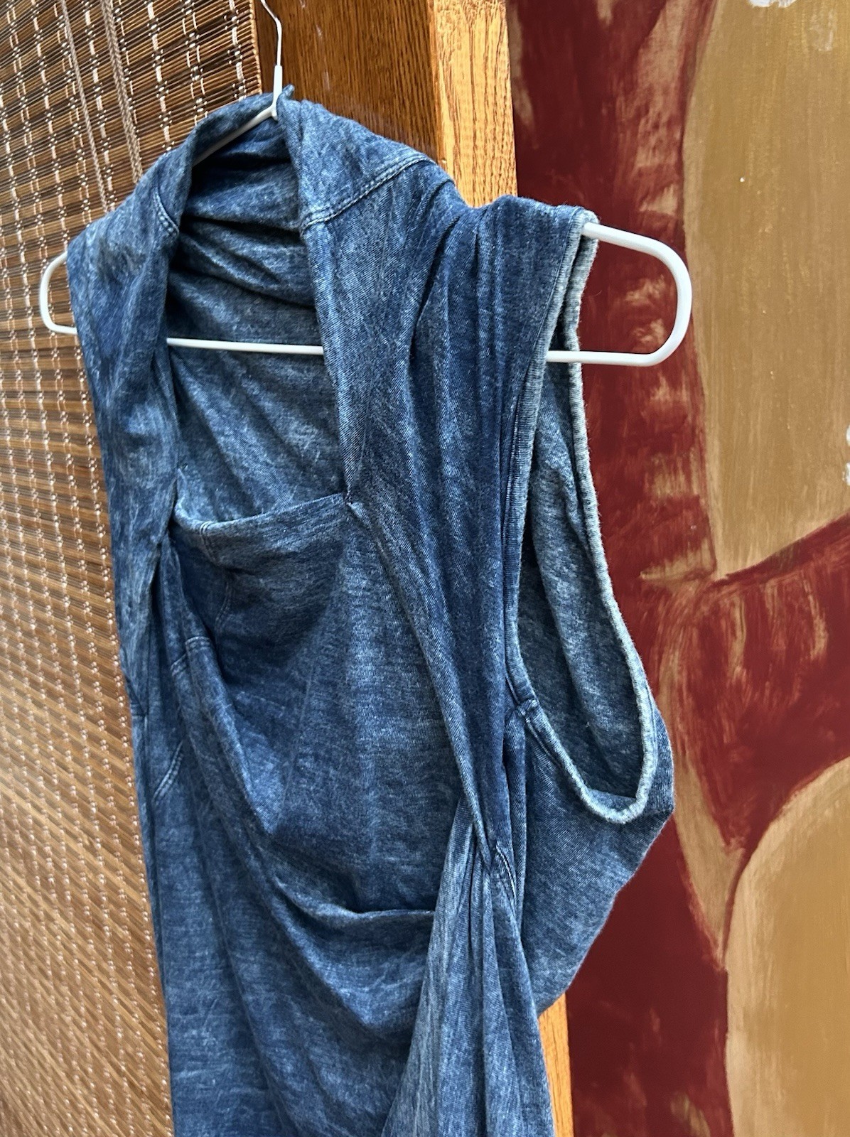 Vintage Y2k Diesel Washed Indigo Blue Asymmetrical Draped Cotton Jersey Dress