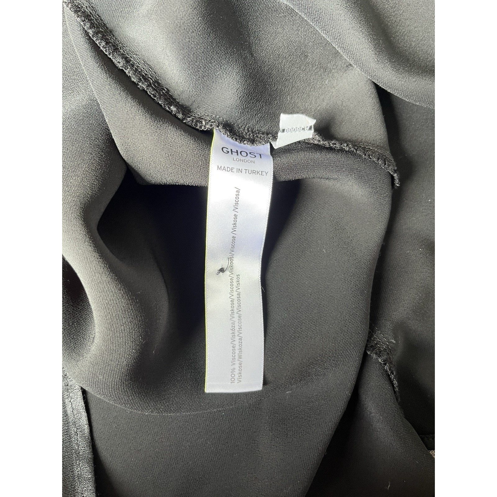 Ghost Madison Satin Midi Dress XS Black