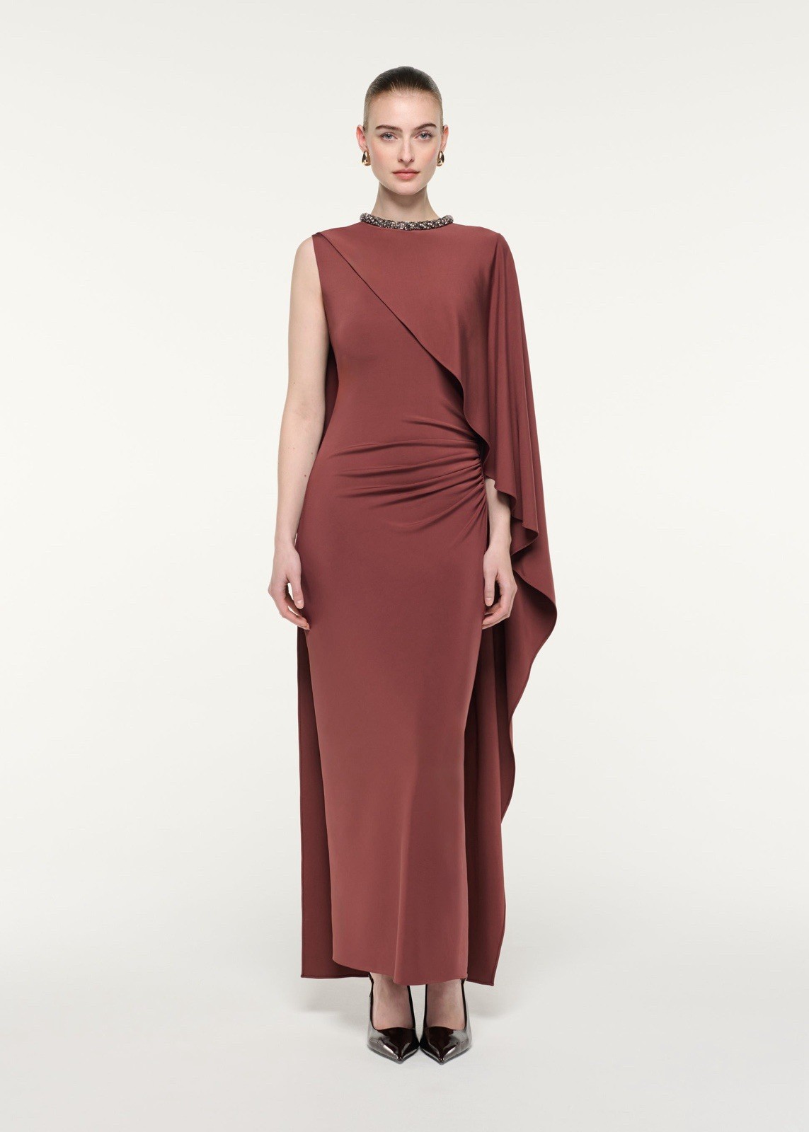 roland mouret DRESS CRYSTAL NECKLINE ASYMETRIC MAXI Size US 6 UK 10 $ 1200