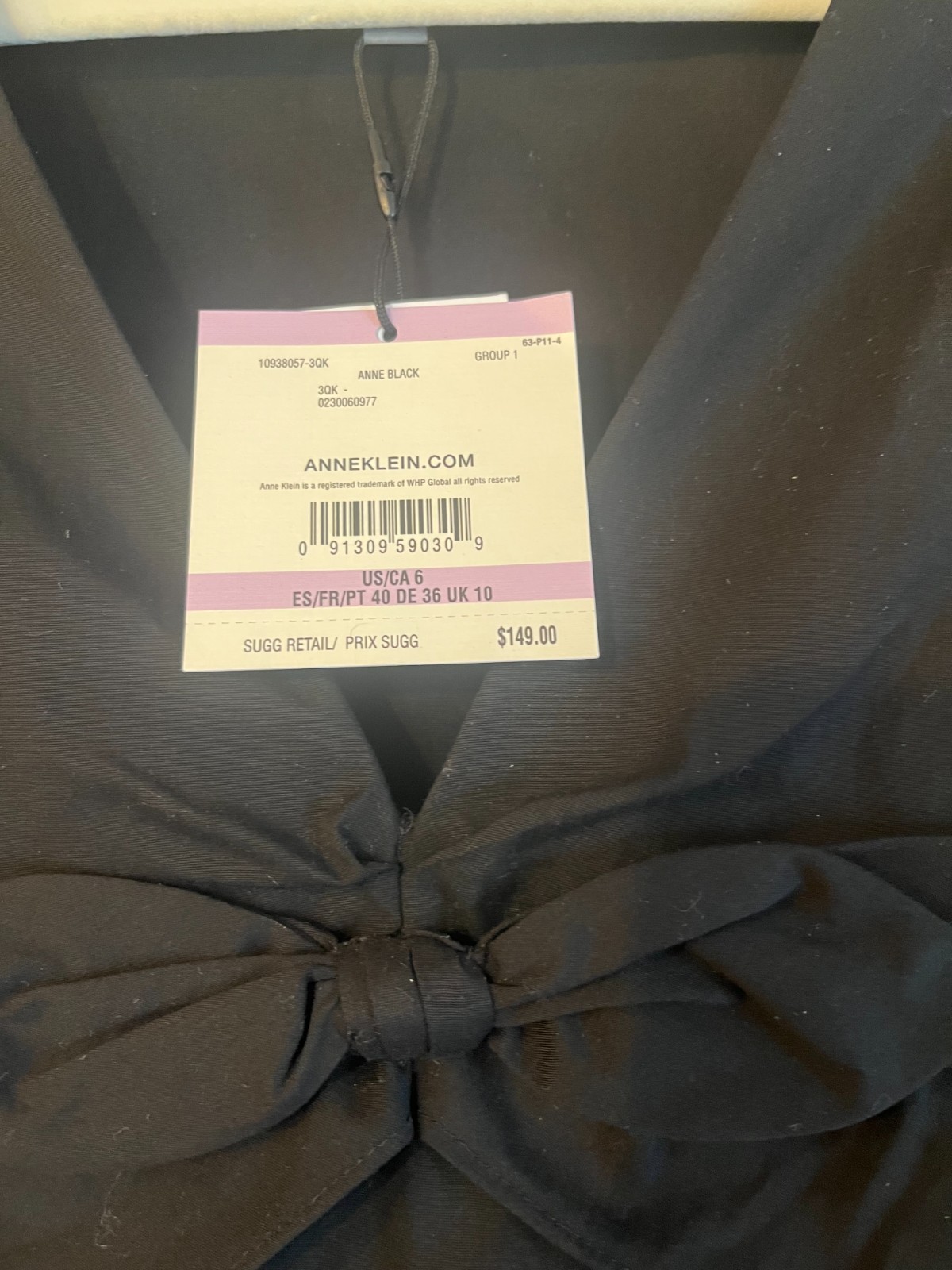 Anne Klein Black Bow Front Tiered Bottom Sleeveless NWT Midi Dress Size 6