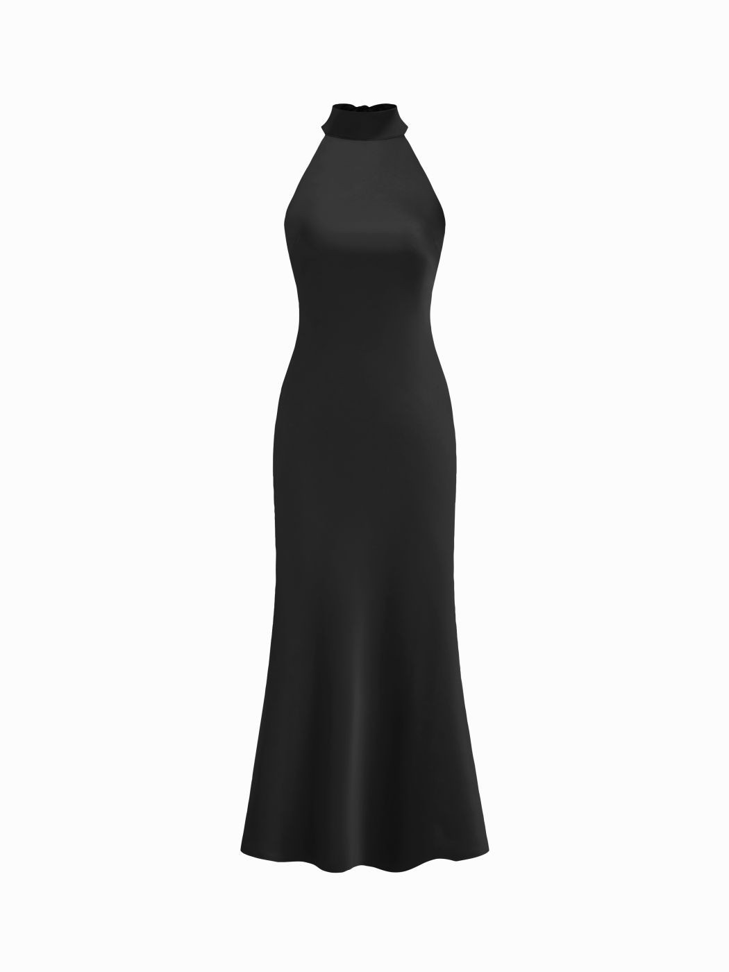 Cowl Neck Solid Glitter Ruffle Hem Maxi Dress
