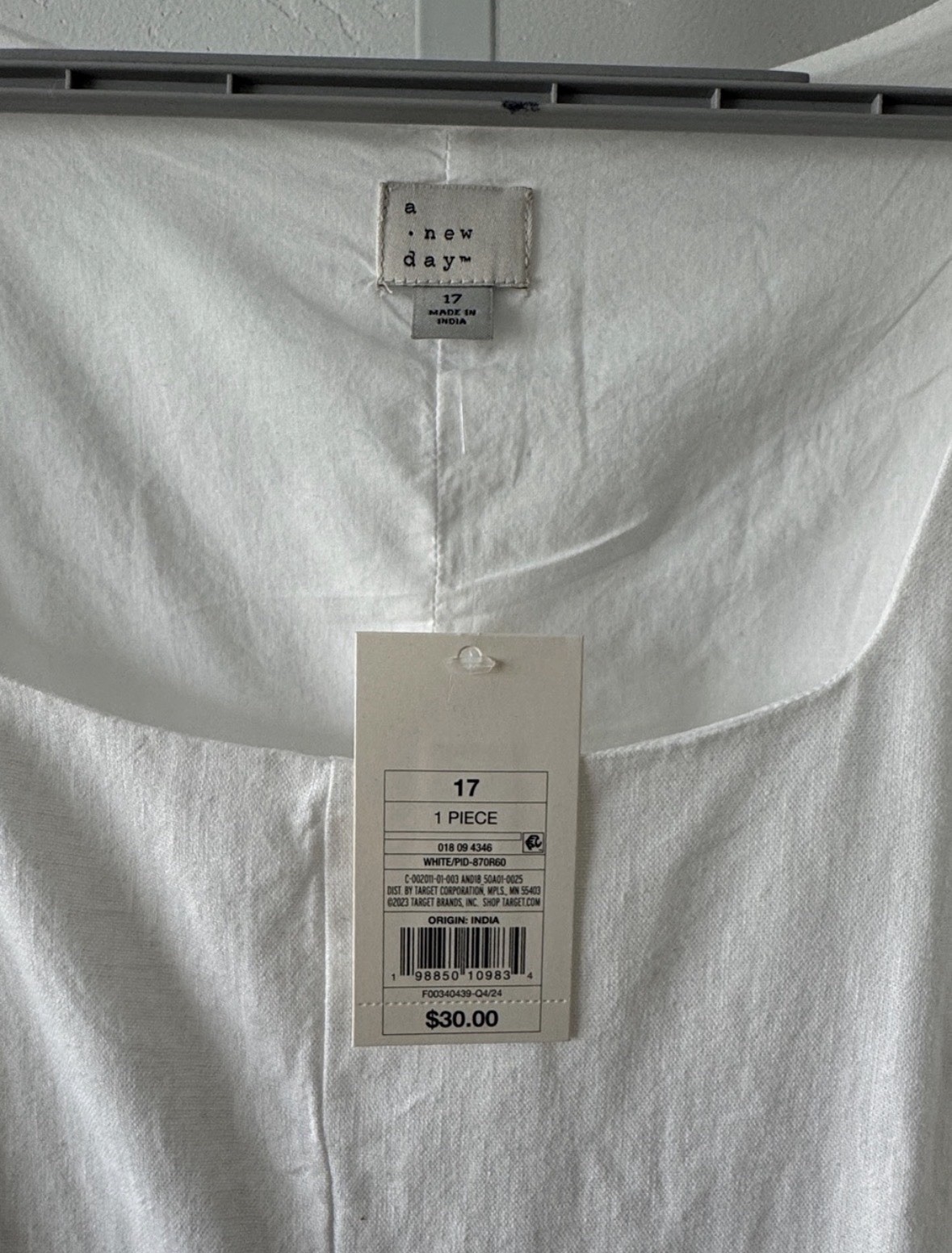 A New Day Women’s White Solid Square Neck Puff Sleeve Linen Blend Mini Dress 17