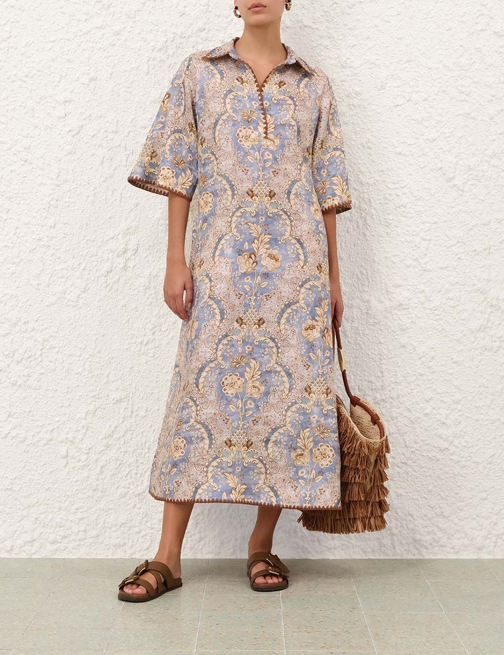 zimmermann Daylight Tunic Midi Damask Denim Dress, Size 8-12, BNWT