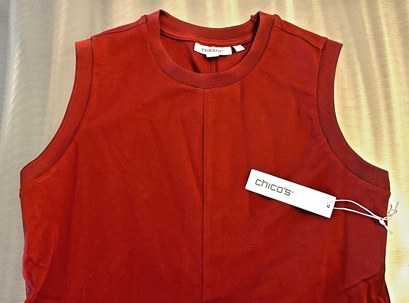NWT Chicos Ponte Rib Trim Maxi Dress in Smoked Paprika Size 0 (4/6 Small)