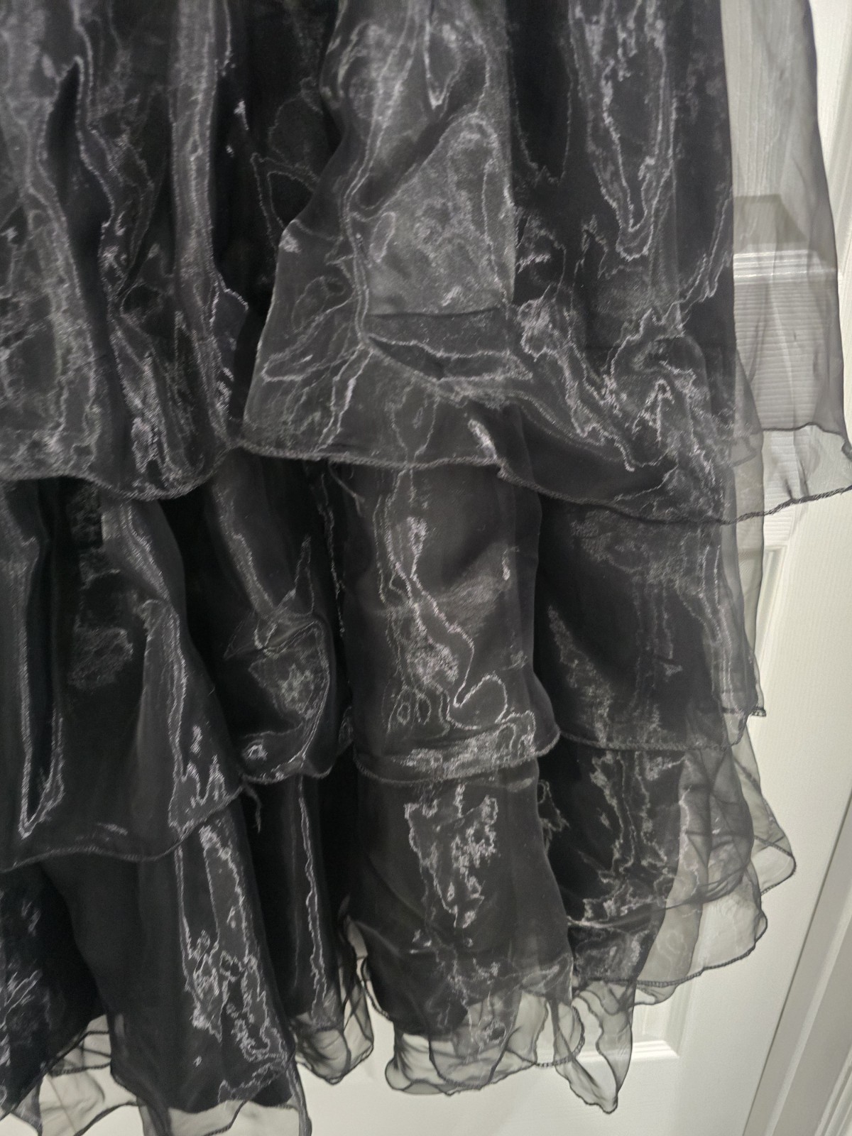 Black Tiered Gothic Punk Tulle Dark Aesthetic Gown Retro Party Size Small EUC