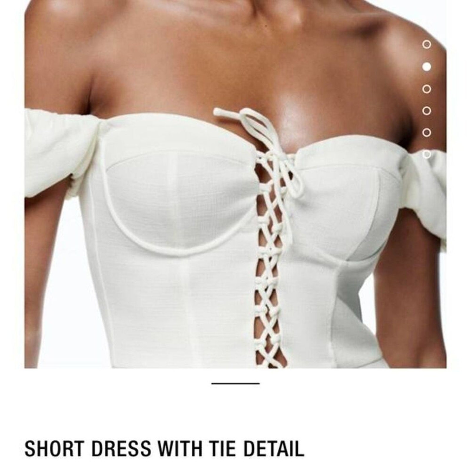 ZARA Off The Shoulder Puff Sleeves Mini Dress With Detail L