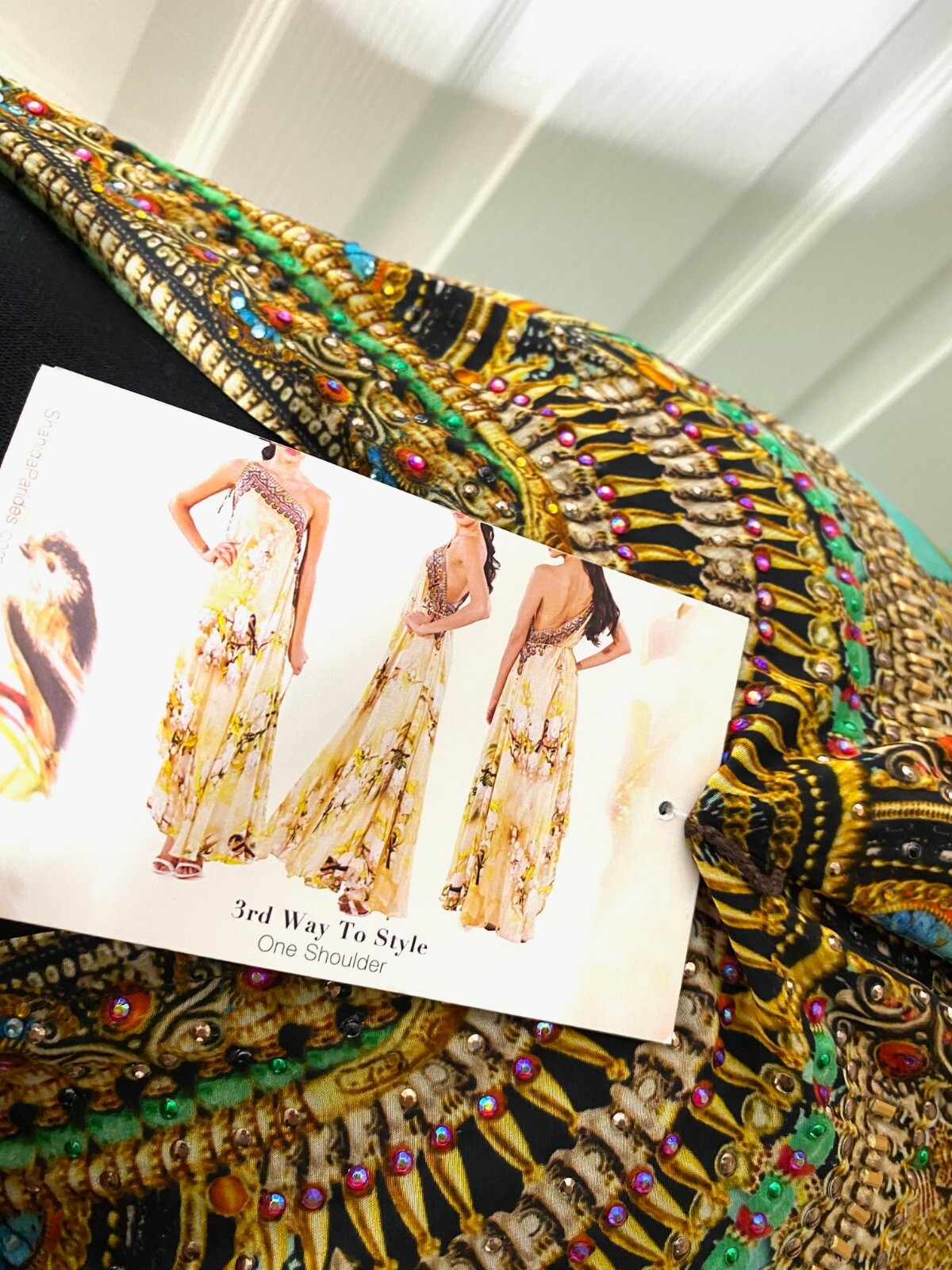SHAHIDA PARIDES Rhinestone 3-Way Convertible Silk Maxi Hi-Lo Dress O/S S M L XL