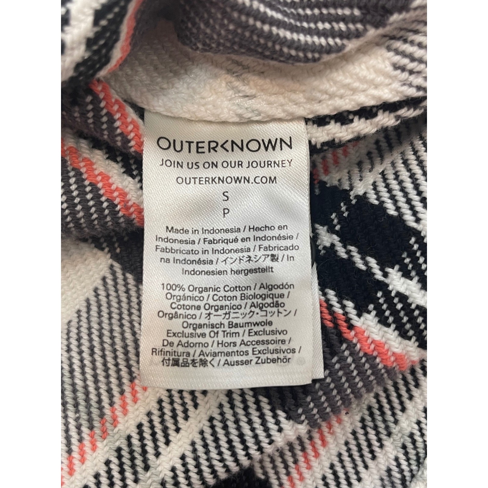 Outerknown Organic Cotton Blanket Shirt Dress White Black Plaid Small 02144-00