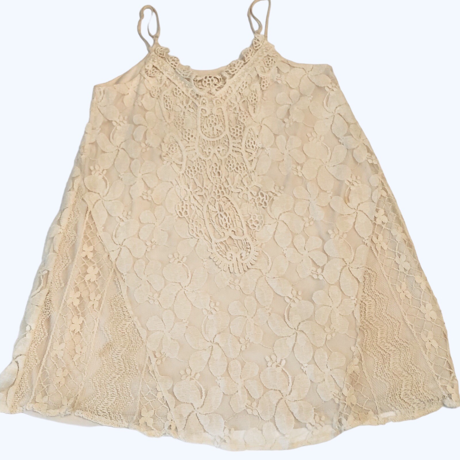 Women’s Size 2 Adjustable Straps Lace Embroidered Lined Mini Dress Flying Tomato