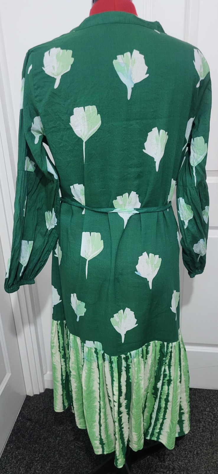 Zudio Emerald Green/ White Cotton Mix Shirt Dress 18-20 3xl Tye Dye Boho,Festiva