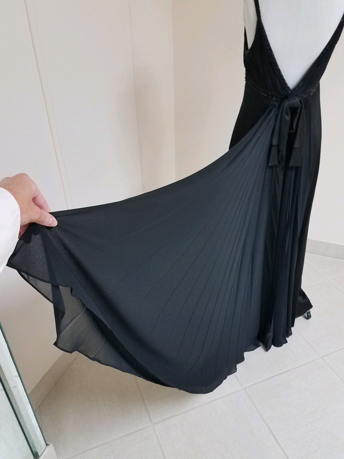 $1785 “Carmen Marc Valvo SIGNATURE” Fish Tail Bow Black Glamour Gown Dress 8 Med