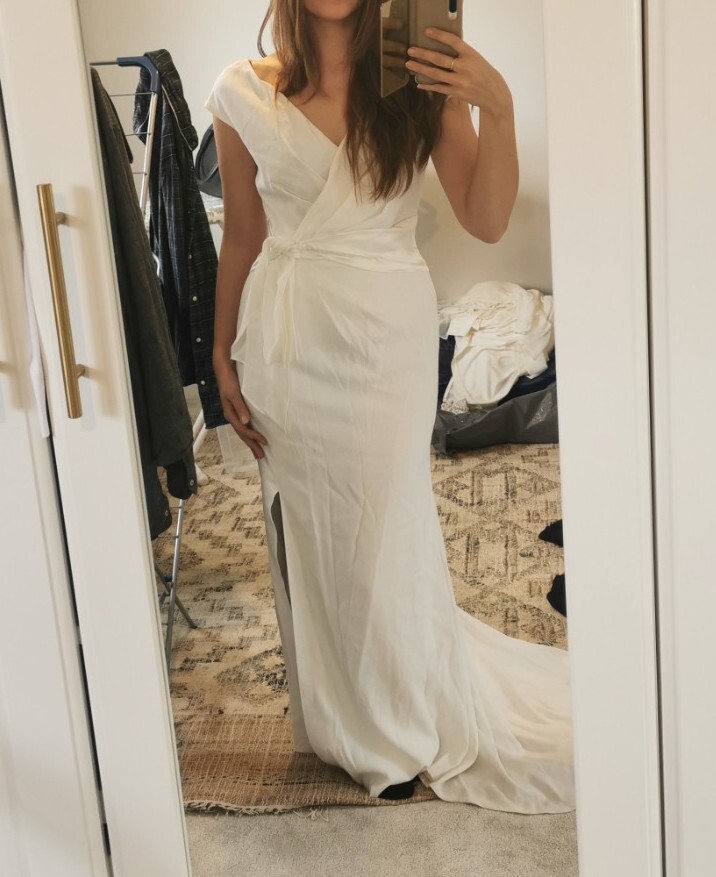 Bridal Wedding Dress Bride Coast Size 10 Floor Length Waist Tie Belt ivory white