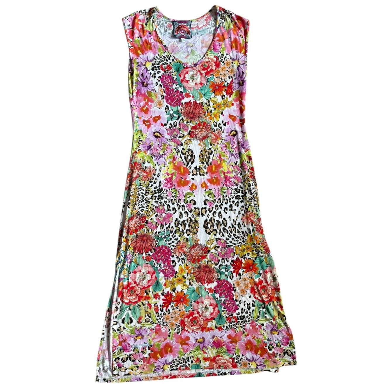 Johnny Was Bamboo Wild Garden High Slit Knit Dress Multicolor Size XS