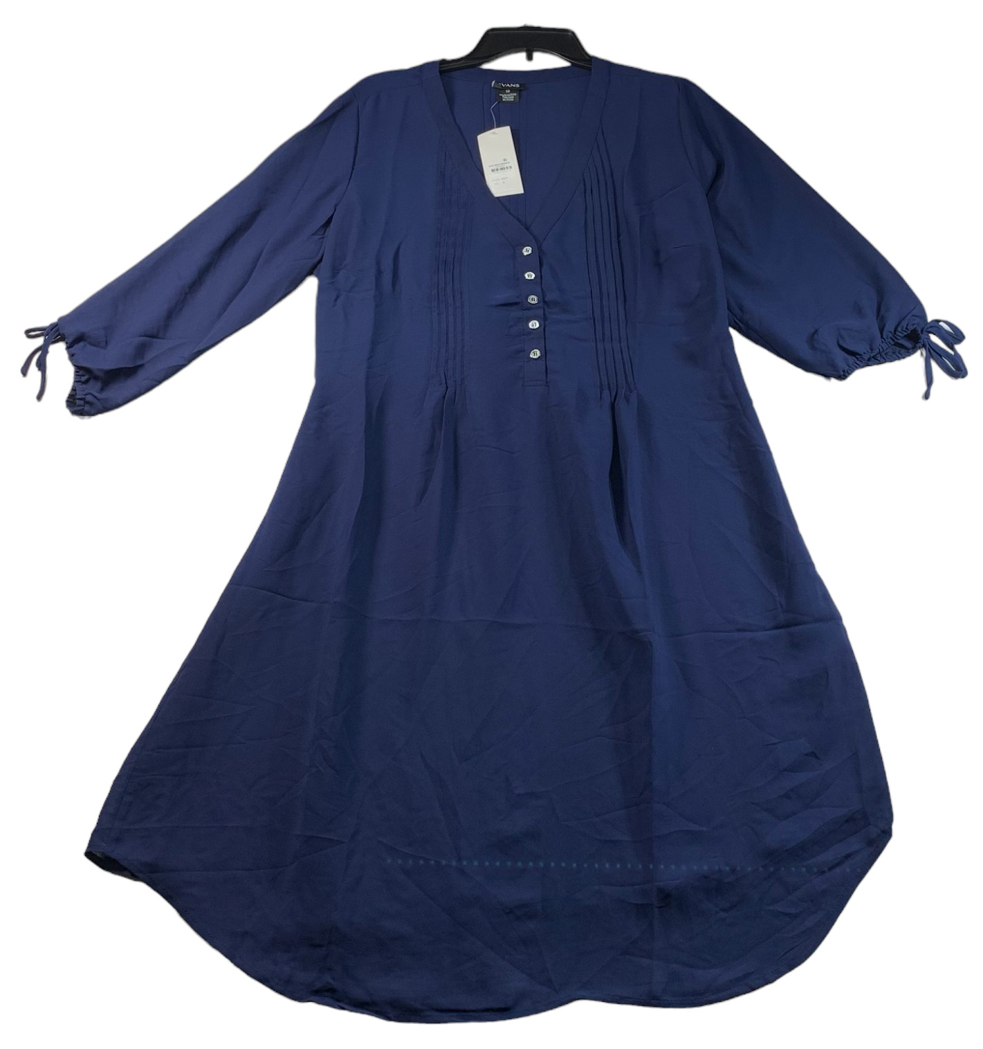 Evans Shirt Dress Womens Plus size 16W Navy Blue 3/4 Sleeve Semi Sheer New