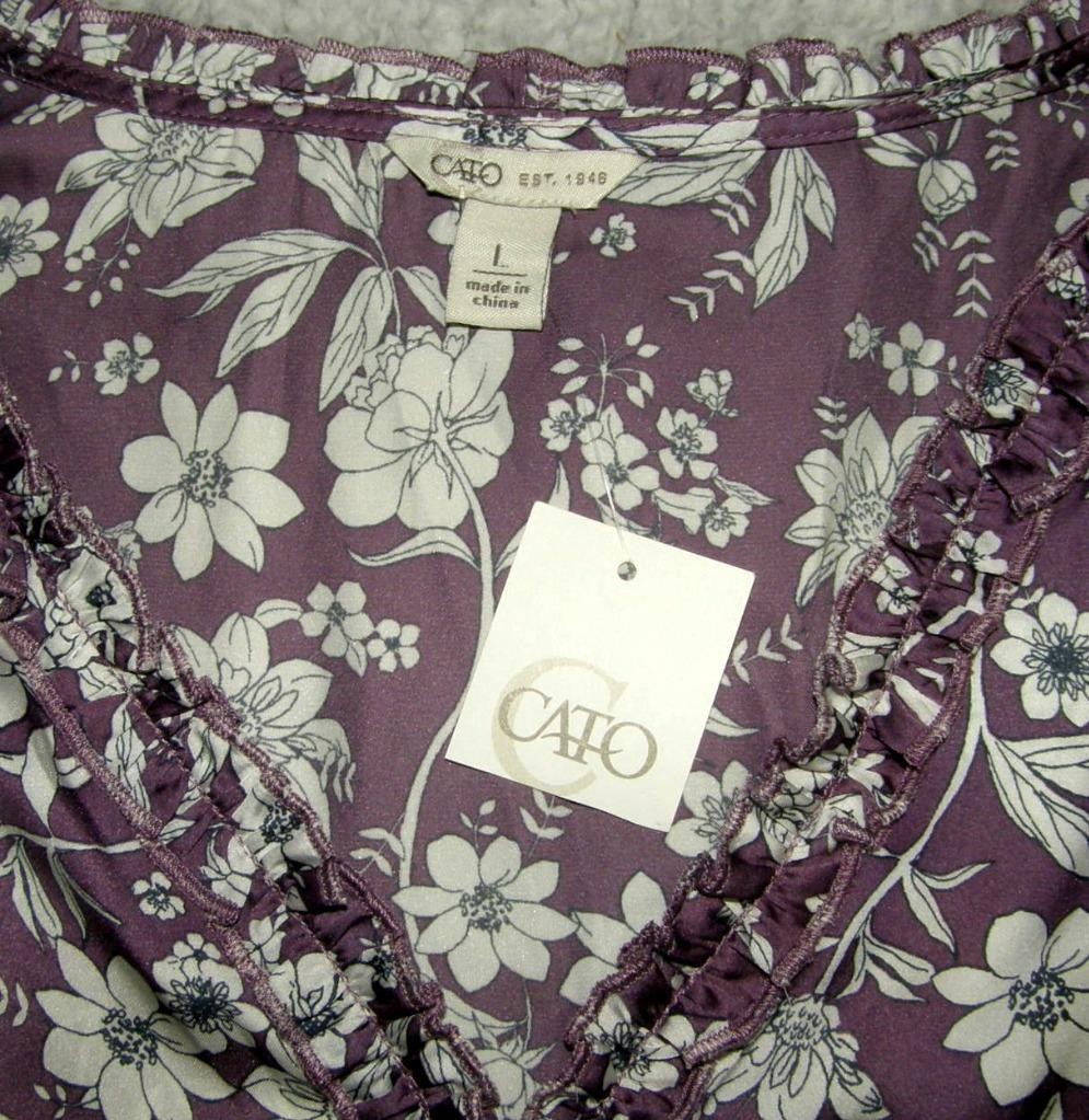 NEW NWT Purple Floral Sz Large Ruffled Pleated Silky Long Sleeve Mini Dress CATO