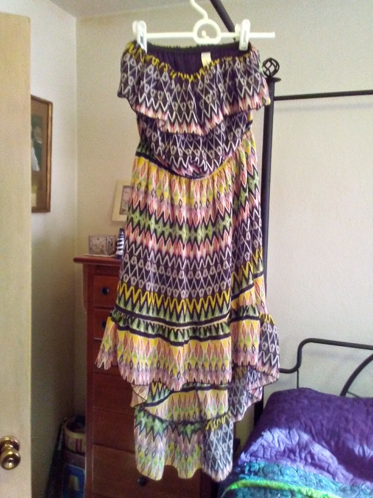 High Low Mixed Colors Strapless Dress Sz Sm