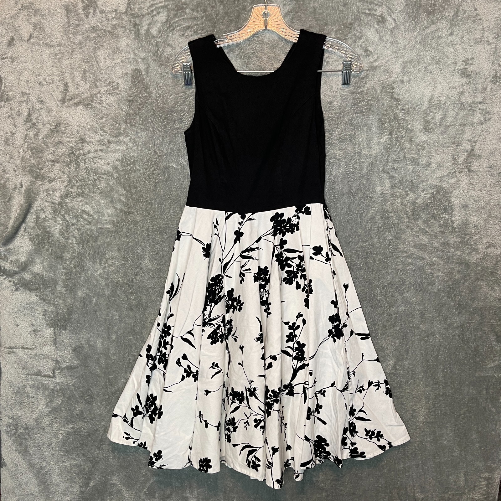 Grace Karin Women Dark Coquette Twee Monogram Floral Midi Dress M