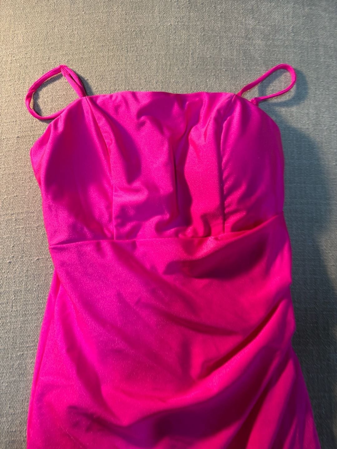 Midnight Doll Hot Pink Ruched Spaghetti Strap Bodycon Mini Dress